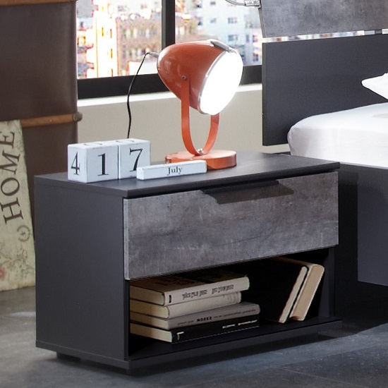 Clovis Bedside Cabinet In Lave Front Carcase And Concrete Insert thumbnail