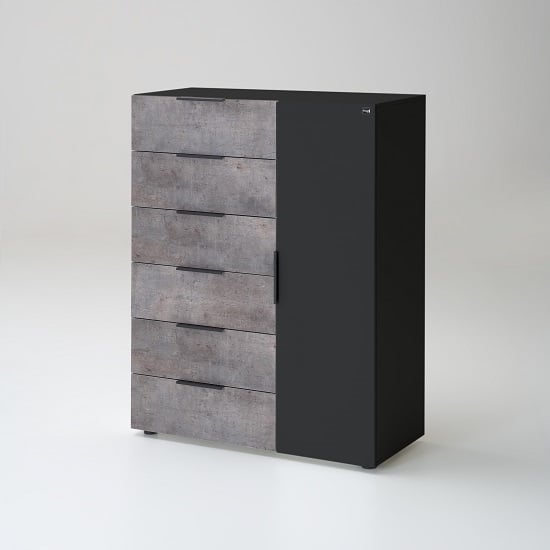 Read more about Clovis 6 drawers chests in lave front and carcase with concrete