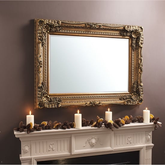 Louisa Baroque Style Wall Mirror Rectangular In Gold_1