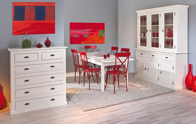Cassala3 White Wooden SideBoard With 3 Drawers And 3 Door