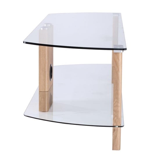 Clevedon Small Clear Glass TV Stand With Light Oak Frame_4