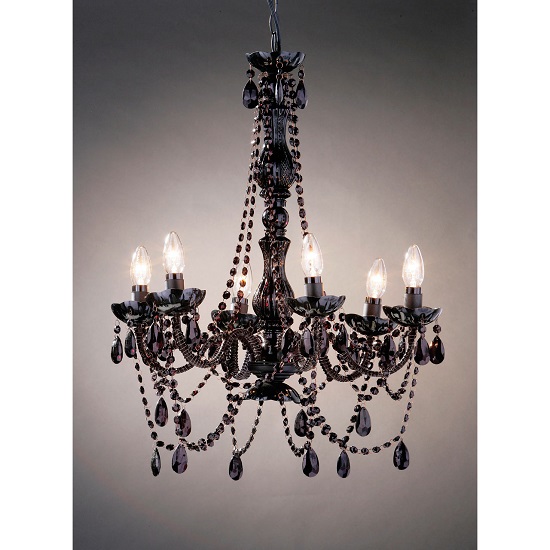 Large Black 6 Arm Chandelier W Beads 2500906 1232 Large Black 6 Arm Chandelier With Beads