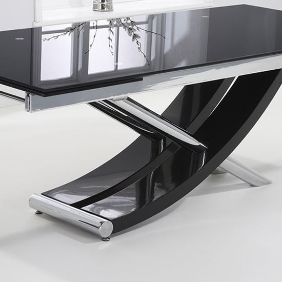 Chanelle Glass Extendable Dining Table In Black With Chrome Legs_4