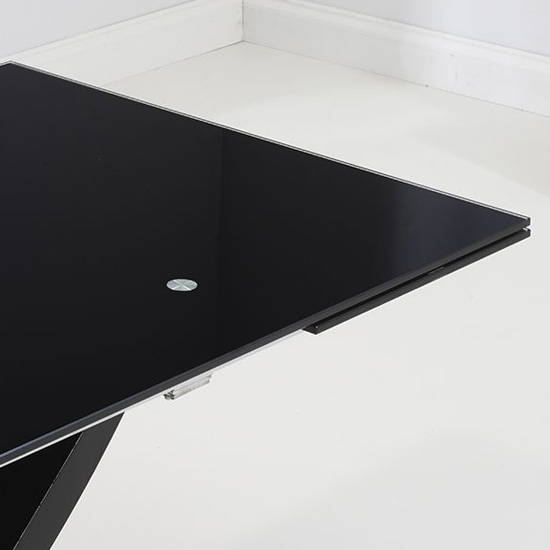 Chanelle Glass Extendable Dining Table In Black With Chrome Legs_5