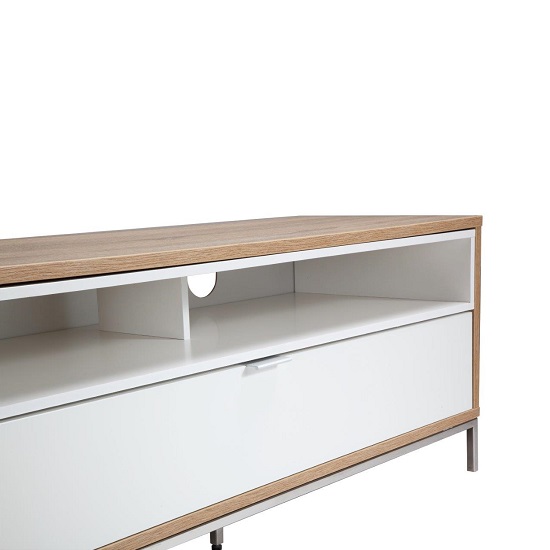 Clanfield Wooden TV Cabinet Small In White And Light Oak_2