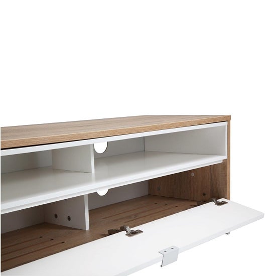 Clanfield Wooden TV Cabinet Small In White And Light Oak_3