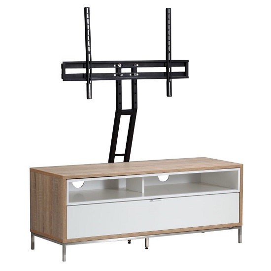 Clevedon Small Wooden TV Stand In Light Oak And White_5
