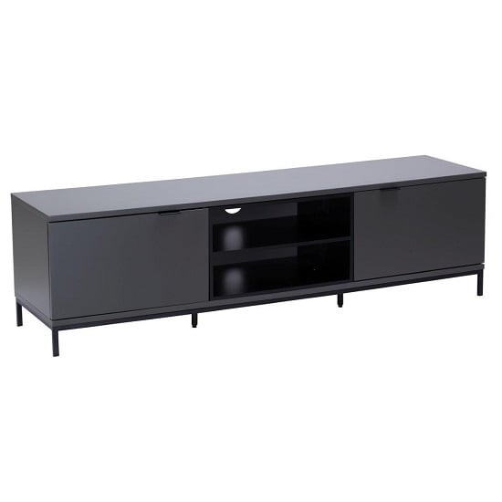 Clevedon Medium Wooden TV Stand In Charcoal And Black