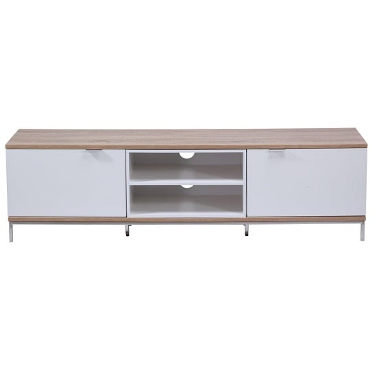 Clanfield Wooden TV Cabinet Medium In White And Light Oak_4