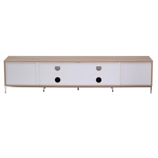 Clanfield Wooden TV Cabinet Large In White And Light Oak_2
