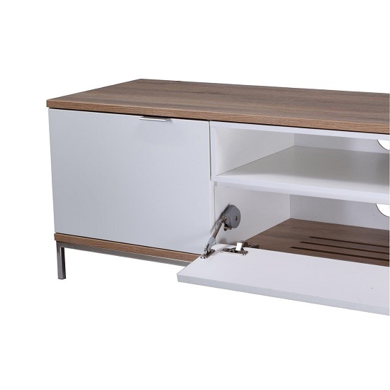 Clanfield Wooden TV Cabinet Large In White And Light Oak_3