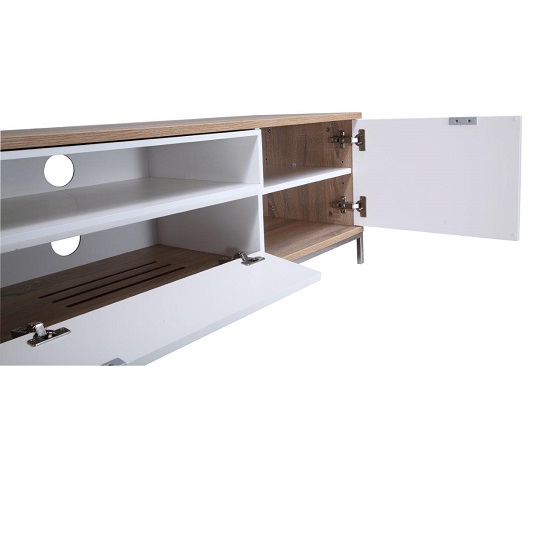 Clanfield Wooden TV Cabinet Large In White And Light Oak_5