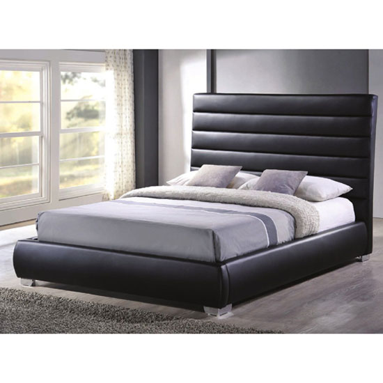 Chessington Black Faux Leather Double Bed Furniture in Fashion