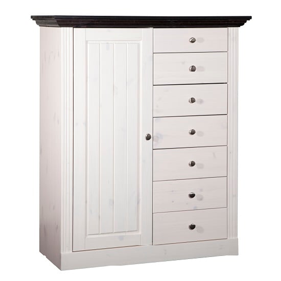 Monika Drawers Chest In White Black Solid Pine And 7 Drawers Monika Drawers Chest In White Black Solid Pine And 7 Drawers