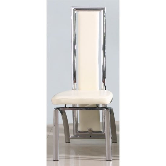 Chicago Dining Chair In Cream With, Cream Leather Chrome Dining Chairs