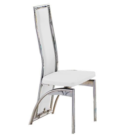 Product photograph of Chicago Faux Leather Dining Chair In White With Chrome Legs from Furniture in Fashion