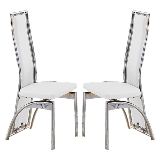 Chicago White Faux Leather Dining Chairs In Pair