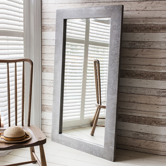 Chilton Floor Mirror Rectangular In Grey Concrete Resin