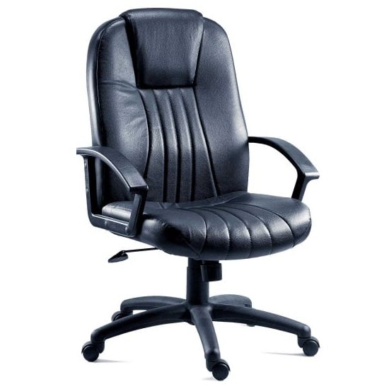 Product photograph of Cromer Home Office Chair In Black Faux Leather With Castors from Furniture in Fashion