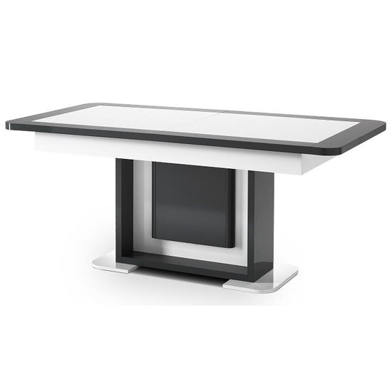 Clarus Extendable Dining Table In White And Grey Gloss Lacquer