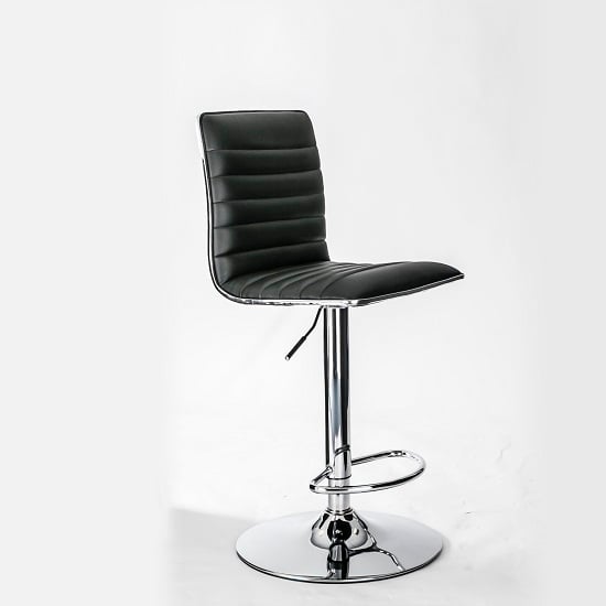 Product photograph of Coble Faux Leather Bar Stool With Chrome Base In Black from Furniture in Fashion