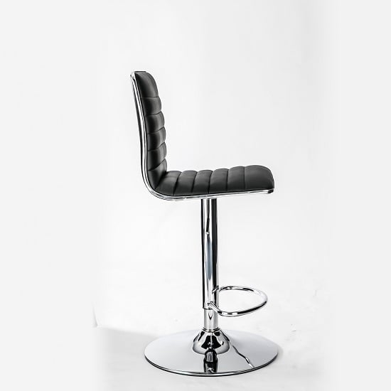 Coventry Faux Leather Bar Stool In Black With Chrome Base_4