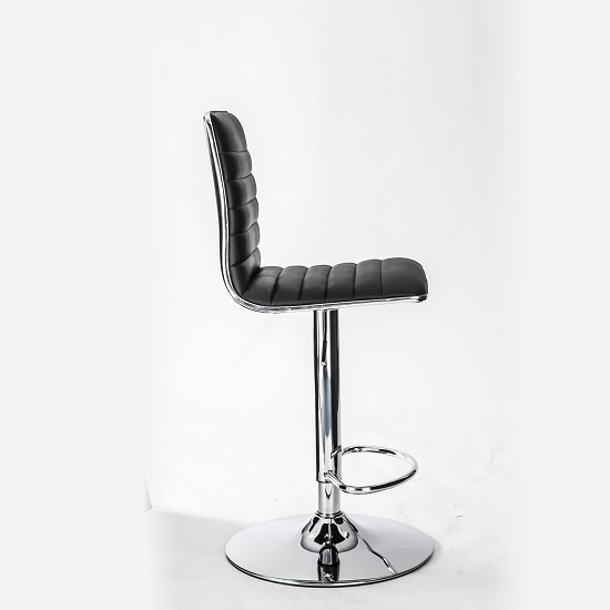 Coble Faux Leather Bar Stool With Chrome Base In Black_4