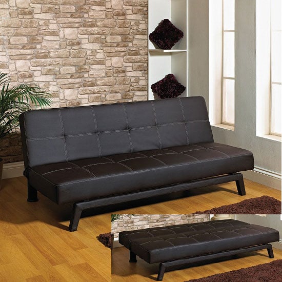 Connie Sofa Bed in Black PU Leather Furniture in Fashion