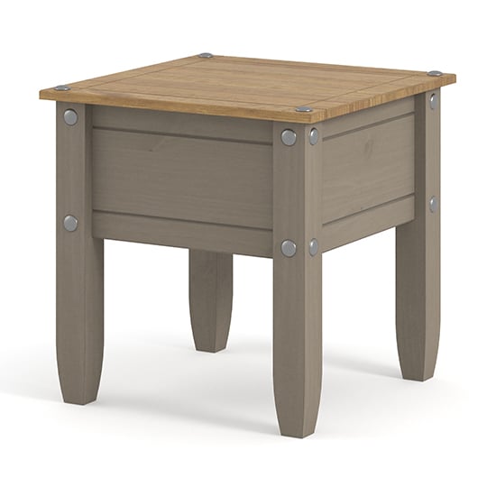 Product photograph of Consett Wooden Lamp Table In Grey Washed Wax Finish from Furniture in Fashion