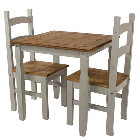 Consett Wooden Dining Set In Grey With 2 Chairs_2