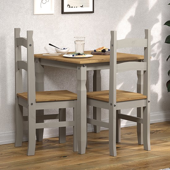 Consett Wooden Dining Set In Grey With 2 Chairs_1