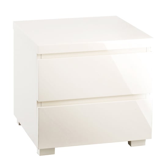Curio Cream High Gloss Finish 2 Drawer Bedside Cabinet Furniture