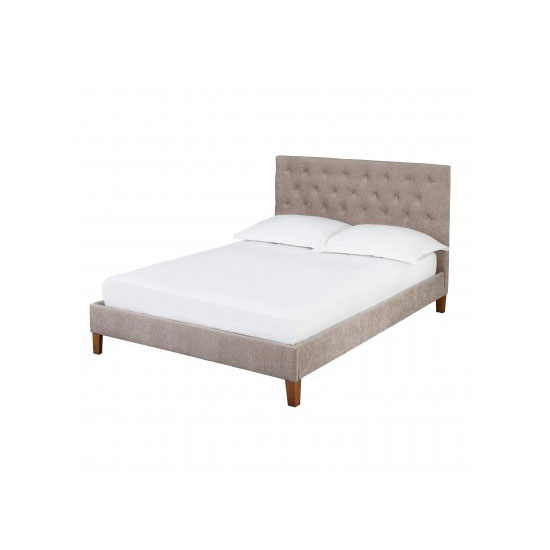 Derry Mink Finish Chenille Style Fabric King Size Bed Furniture in