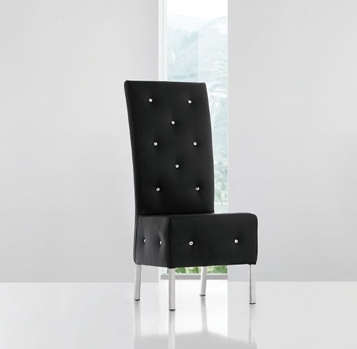 Asam Studded Faux Leather Dining Room Chair In Black 21094 Asam Studded Faux Leather Dining Room Chair In Black