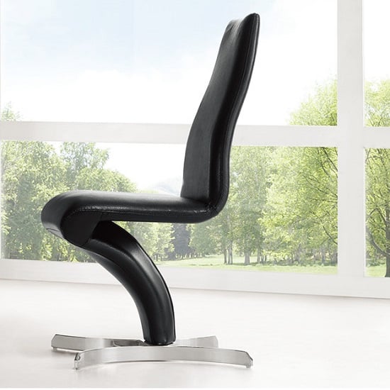 Naples Z Shape Black Faux Leather Modern Dining Chair 21168 Naples Z Shape Black Faux Leather Modern Dining Chair
