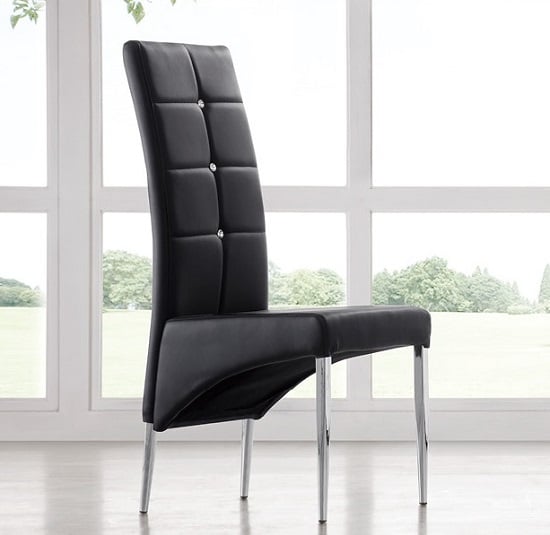 Product photograph of Vesta Studded Faux Leather Dining Chair In Black from Furniture in Fashion