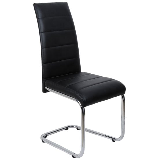 Photo of Daryl faux leather dining chair in black with chrome legs