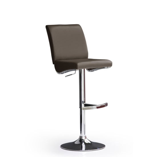 Diaz Brown Bar Stool In Faux Leather With Round Chrome Base Furniture