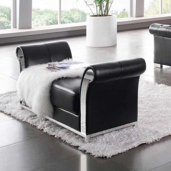 Vermosa Contemporary Bedside Cabinet In Black Faux Leather
