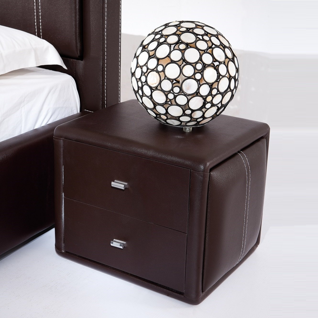 Victoria Contemporary 2 Drawer Brown Faux Leather Bedside Victoria Contemporary 2 Drawer Brown Faux Leather Bedside