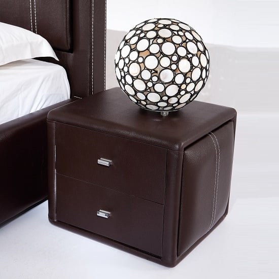 Victoria Contemporary 2 Drawer Brown Faux Leather Bedside Victoria Contemporary 2 Drawer Brown Faux Leather Bedside
