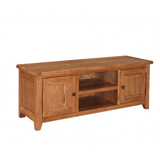 Photo of Hailey solid oak finish lcd tv stand with 2 door