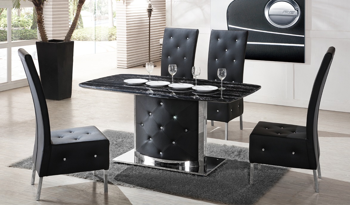 Serene Black Marble Finish Dining Table Only