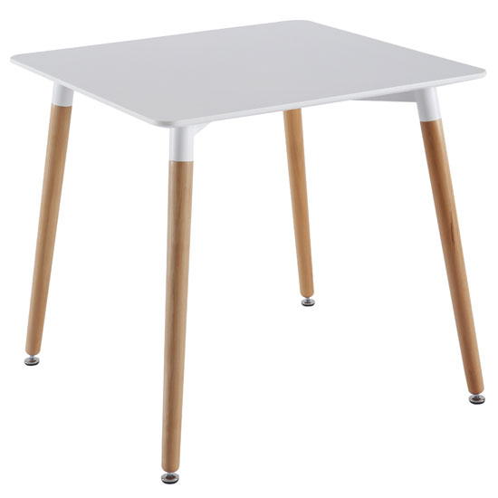 Julia Dining Table Square In White Top With Solid Beech
