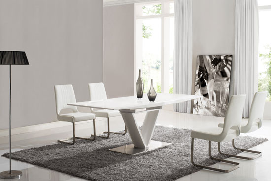 Habitat Extendable Dining Table In White Gloss With Chrome Base