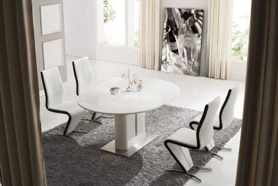 Tripton Extendable Dining Table In White Gloss With Chrome Base