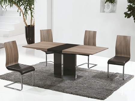Coaster Extendable Dining Table In Walnut And Brown High Gloss