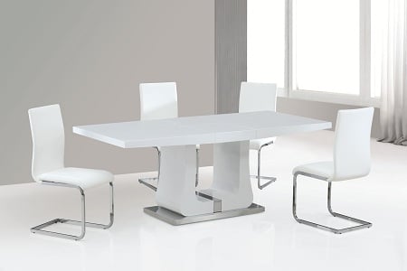 Messina Extendable Dining Table In White Gloss With Chrome Base