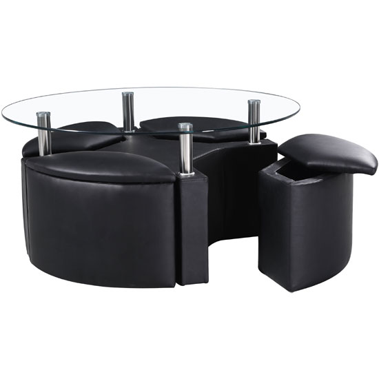 Dakota Table&Stools Blk Cut - Different Assemblies Of A Round Coffee Table With Storage And The Perks They Offer