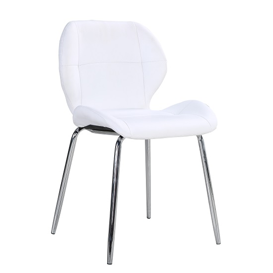 Product photograph of Darcy Faux Leather Dining Chair In White With Chrome Legs from Furniture in Fashion